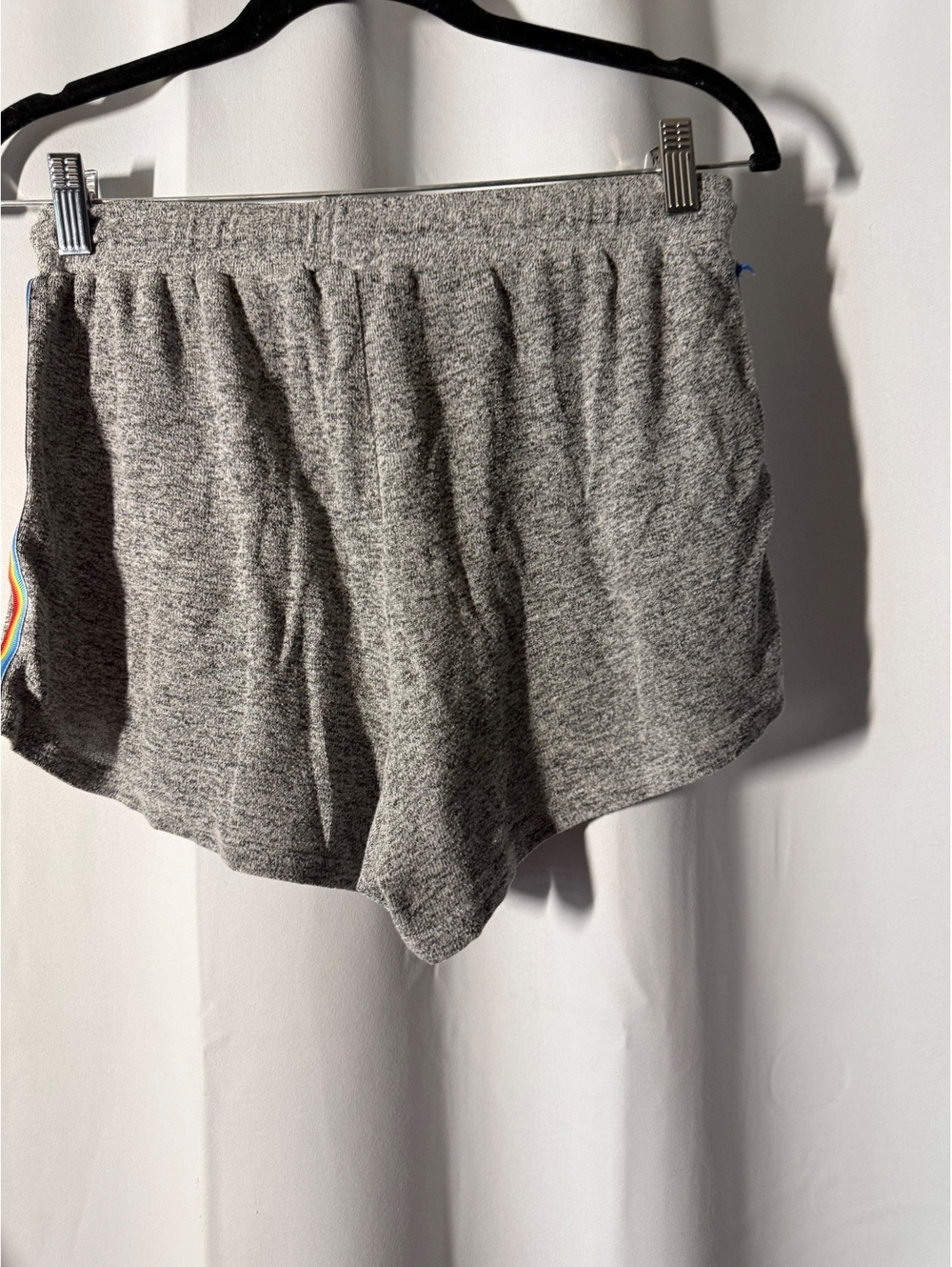 Free Press Women's Grey Sweatshirt and Shorts Lounge Set with Rainbow Stripe - Picture 7 of 7